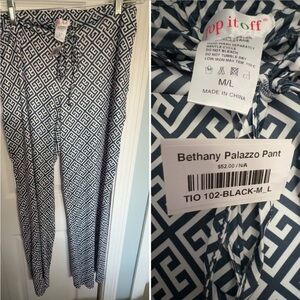 Bethany Palazzo Pants - Black & White Geometric